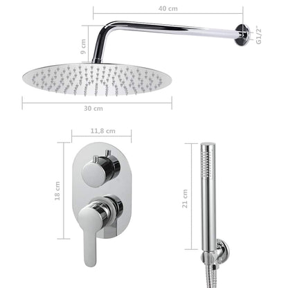 147723 vidaXL Shower System Stainless Steel 201 Silver