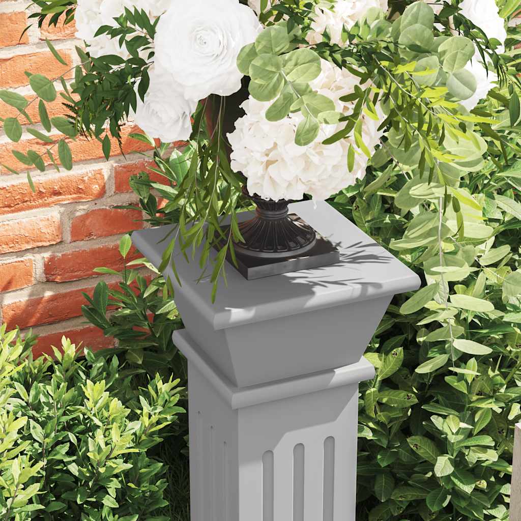 Classic Square Pillar Plant Stand Grey 17x17x66 cm MDF