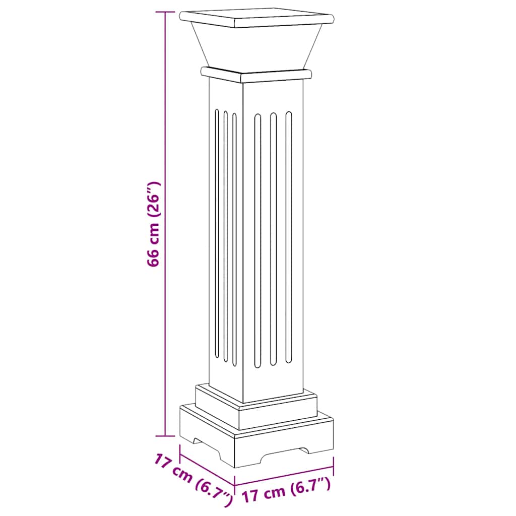 Classic Square Pillar Plant Stand Black 17x17x66 cm MDF