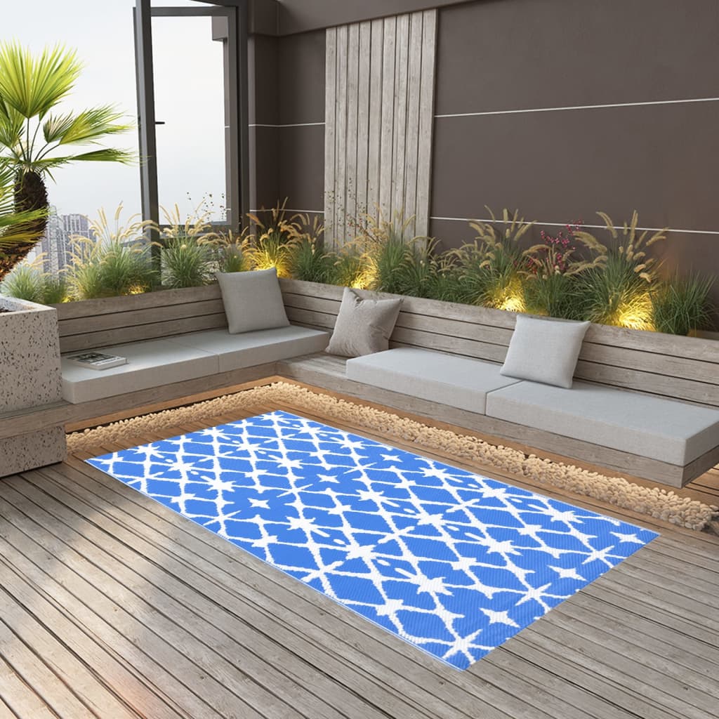 Outdoor Carpet ARAKIL Blue and White 160x230 cm PP