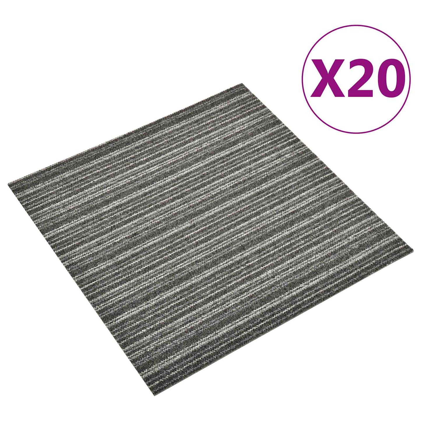 Carpet 20 pcs Striped Anthracite 50 x 50 cm 100% Polypropylene