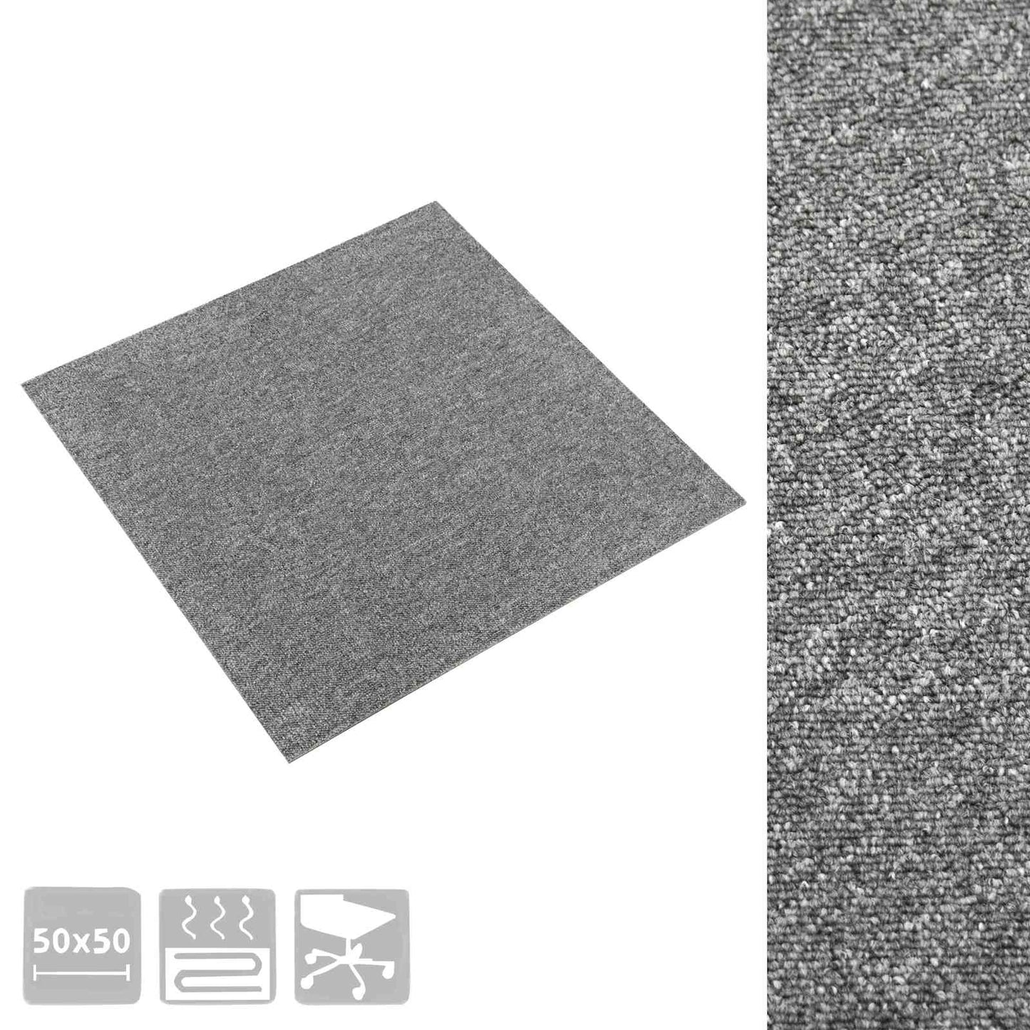 Carpet 20 pcs Grey 50 x 50 cm 100% Polypropylene