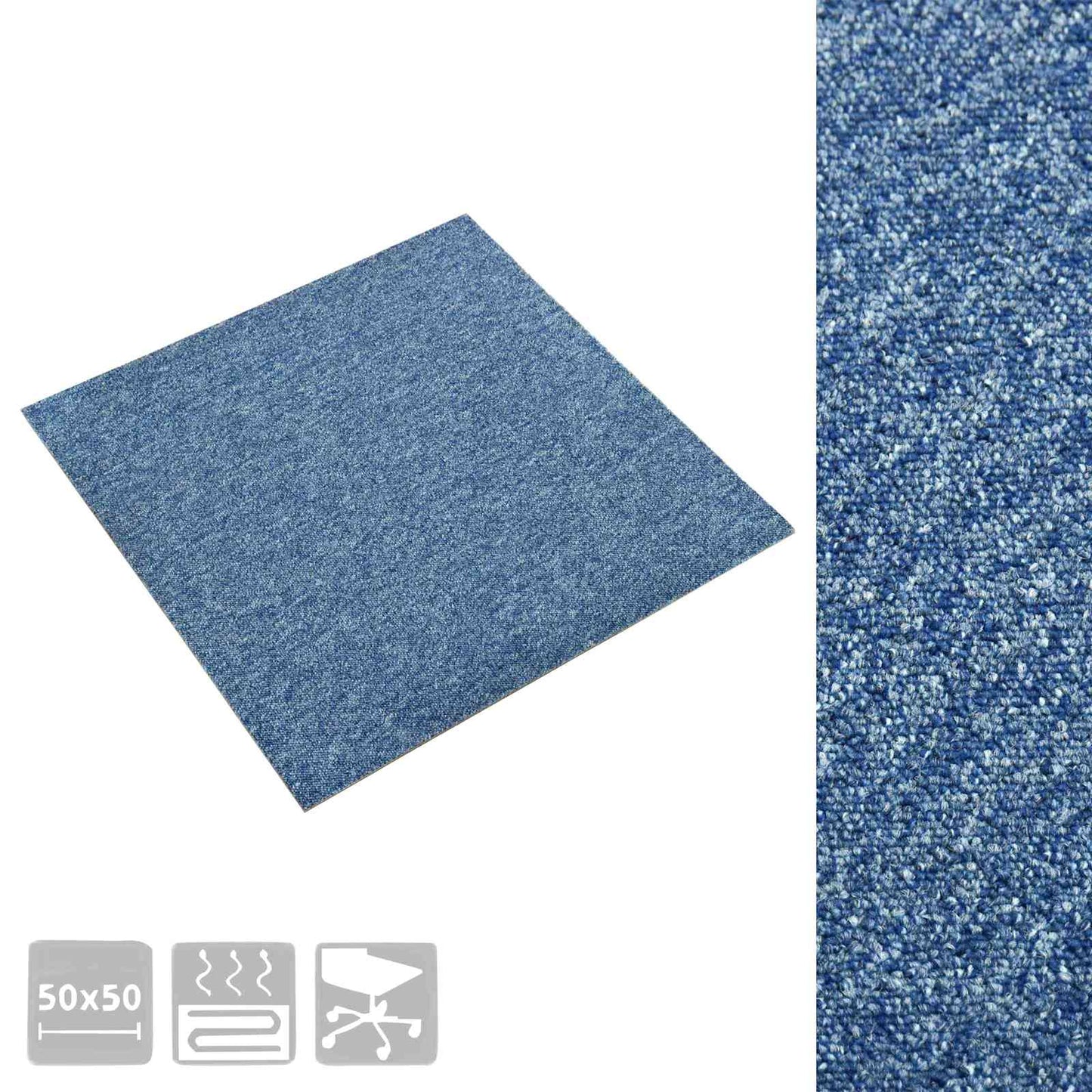 Carpet 20 pcs Blue 50 x 50 cm 100% Polypropylene
