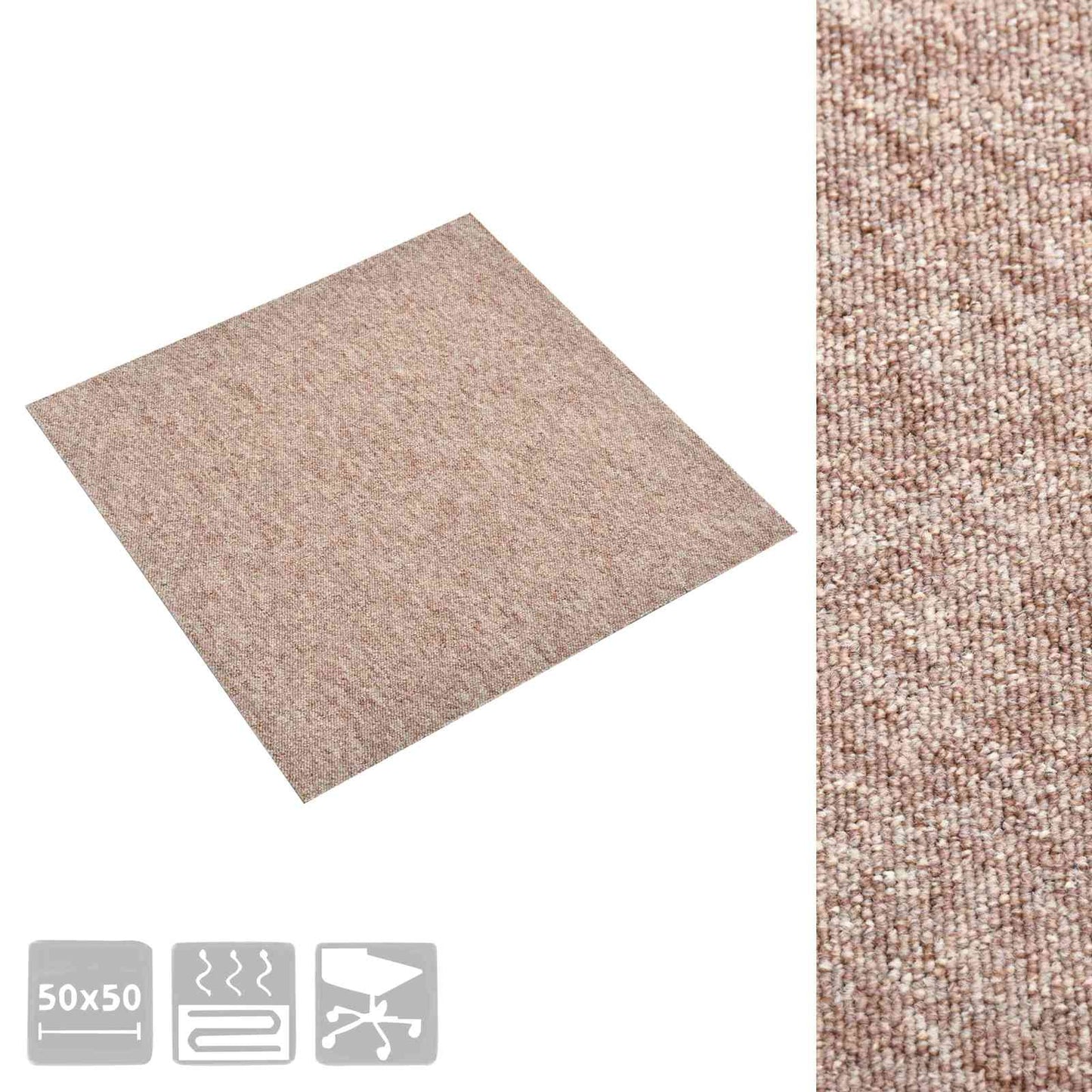 Carpet 20 pcs Beige 50 x 50 cm 100% Polypropylene