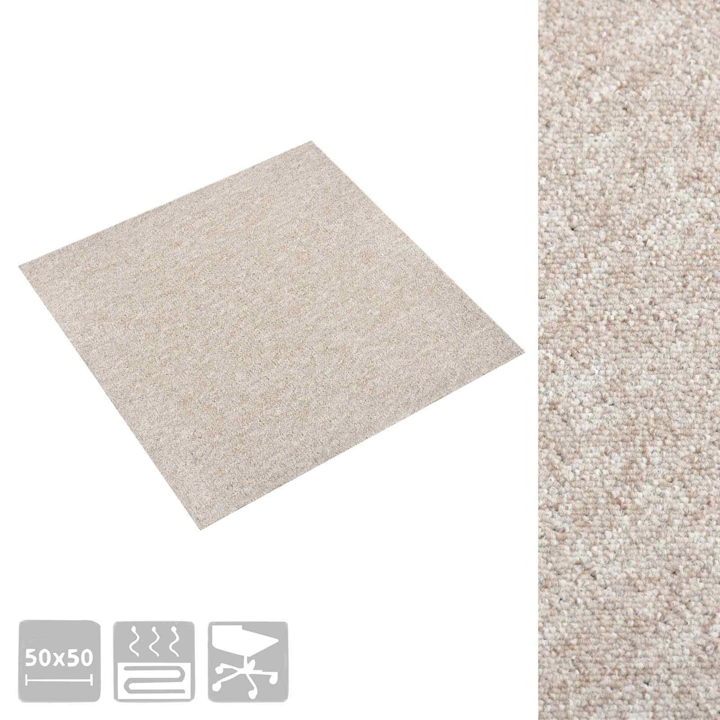 Carpet 20 pcs Light Beige 50 x 50 cm 100% Polypropylene