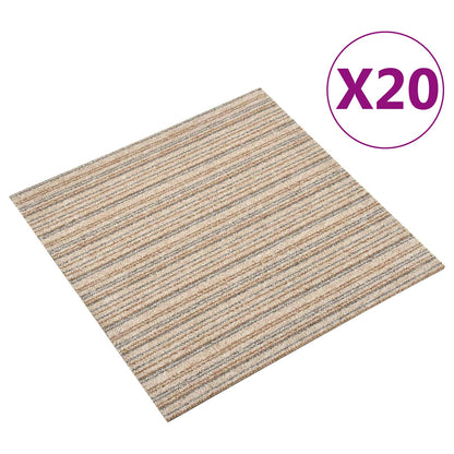 Carpet 20 pcs Striped Beige 50 x 50 cm 100% Polypropylene