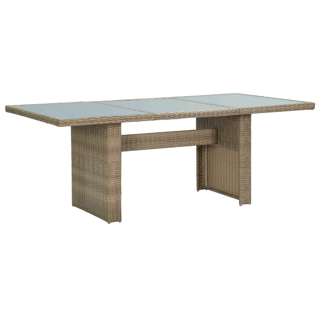 310142 vidaXL Garden Dining Table Brown 200x100x74 cm Glass and Poly Rattan