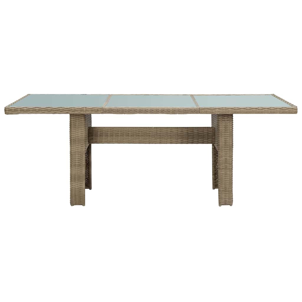 310142 vidaXL Garden Dining Table Brown 200x100x74 cm Glass and Poly Rattan