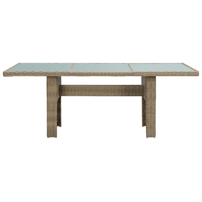 310142 vidaXL Garden Dining Table Brown 200x100x74 cm Glass and Poly Rattan