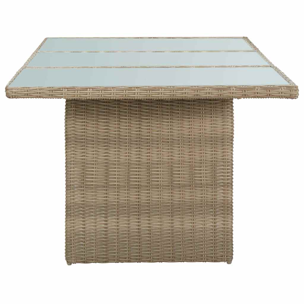 310142 vidaXL Garden Dining Table Brown 200x100x74 cm Glass and Poly Rattan