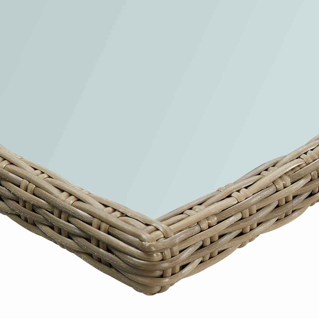 310142 vidaXL Garden Dining Table Brown 200x100x74 cm Glass and Poly Rattan
