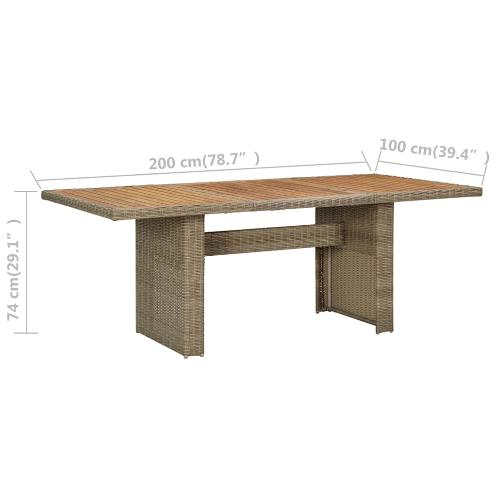 310143 vidaXL Garden Dining Table Brown 200x100x74 cm Poly Rattan