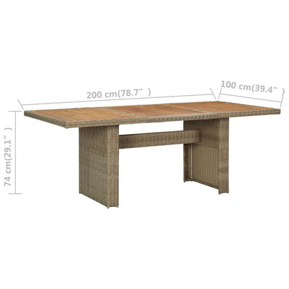 310143 vidaXL Garden Dining Table Brown 200x100x74 cm Poly Rattan