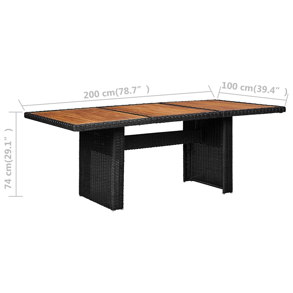 310144 vidaXL Garden Dining Table Black 200x100x74 cm Poly Rattan