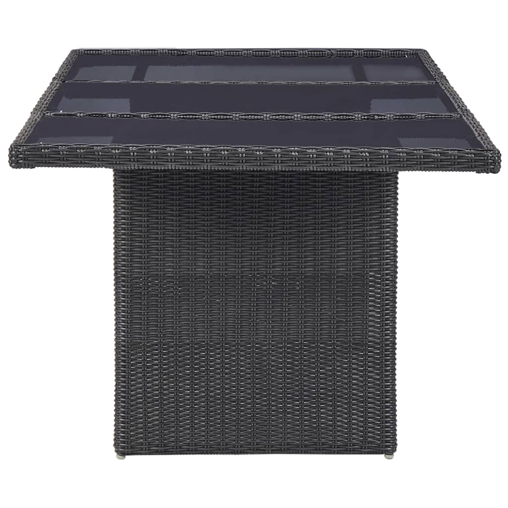 310145 vidaXL Garden Dining Table Black 200x100x74 cm Glass and Poly Rattan