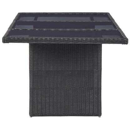 310145 vidaXL Garden Dining Table Black 200x100x74 cm Glass and Poly Rattan