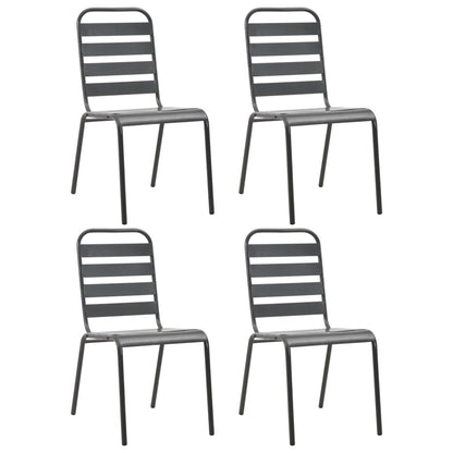 Outdoor Chair | Set of 4 | Dark Grey | E-coated Steel | Standard