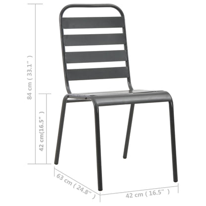 Outdoor Chair | Set of 4 | Dark Grey | E-coated Steel | Standard