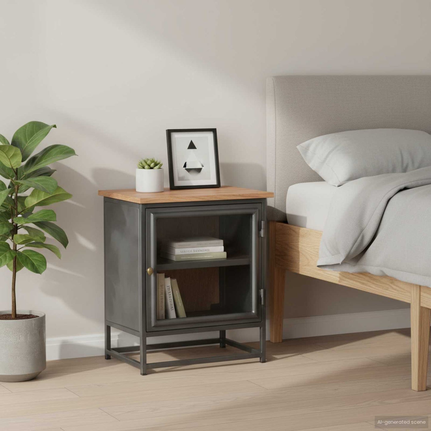 323501 vidaXL Bedside Cabinet Grey 40x30x50 cm Solid Acacia Wood
