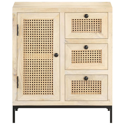 Sideboard 60x35x70 cm Solid Mango Wood and Natural Cane