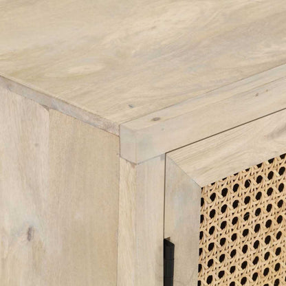 323508 vidaXL Sideboard 60x35x70 cm Solid Mango Wood and Natural Cane