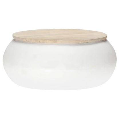 Coffee Table White 68x68x30 cm Solid Mango Wood