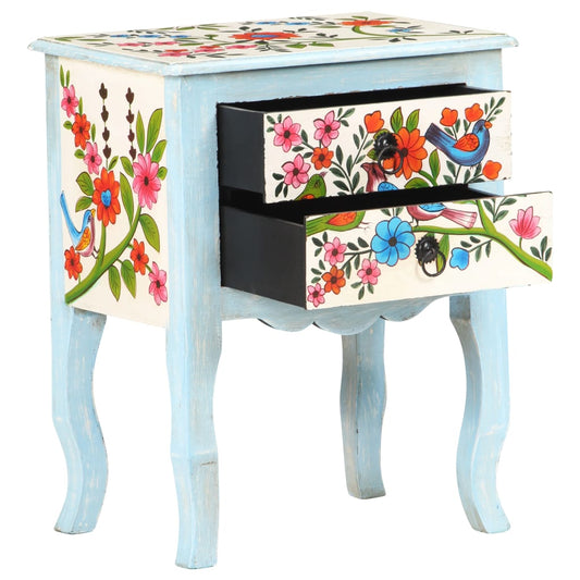 323541 vidaXL Hand Painted Bedside Cabinet 40x30x50 cm Solid Mango Wood