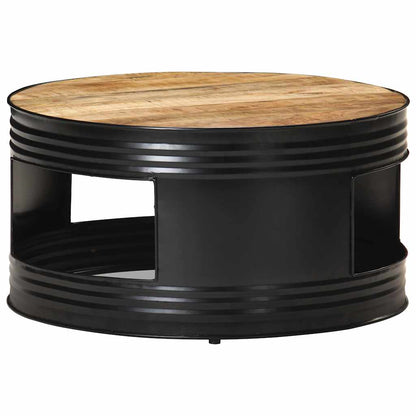 321931 vidaXL Coffee Table Black 68x68x36 cm Solid Rough Mango Wood