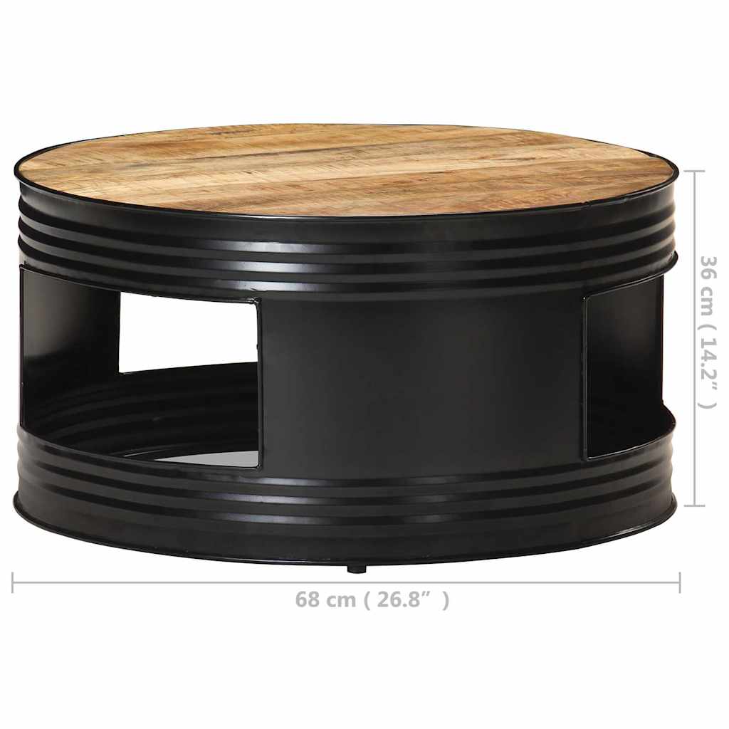 321931 vidaXL Coffee Table Black 68x68x36 cm Solid Rough Mango Wood