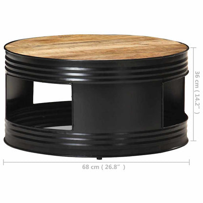 321931 vidaXL Coffee Table Black 68x68x36 cm Solid Rough Mango Wood