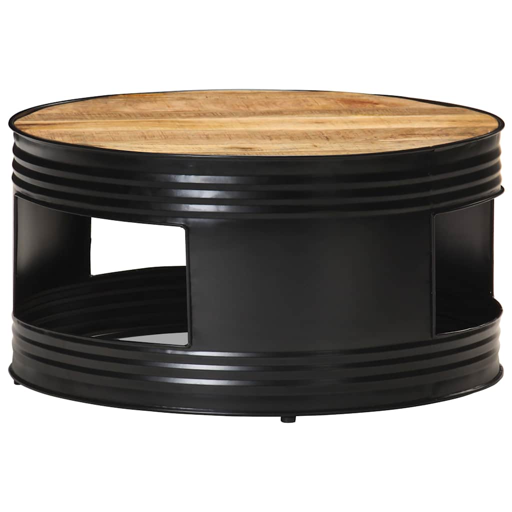 321931 vidaXL Coffee Table Black 68x68x36 cm Solid Rough Mango Wood