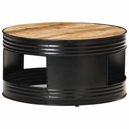 321931 vidaXL Coffee Table Black 68x68x36 cm Solid Rough Mango Wood