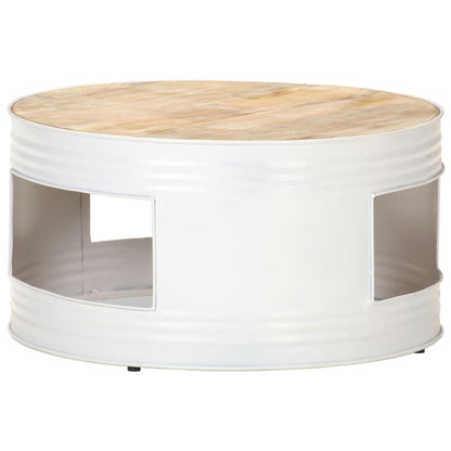 Coffee Table White 68x68x36 cm Solid Mango Wood
