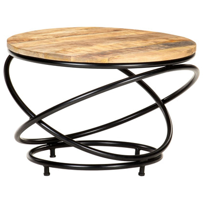 Coffee Table Black 60x60x40 cm Solid Rough Mango Wood