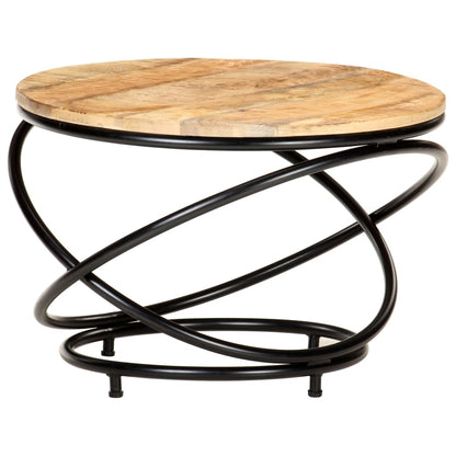 Coffee Table Black 60x60x40 cm Solid Rough Mango Wood