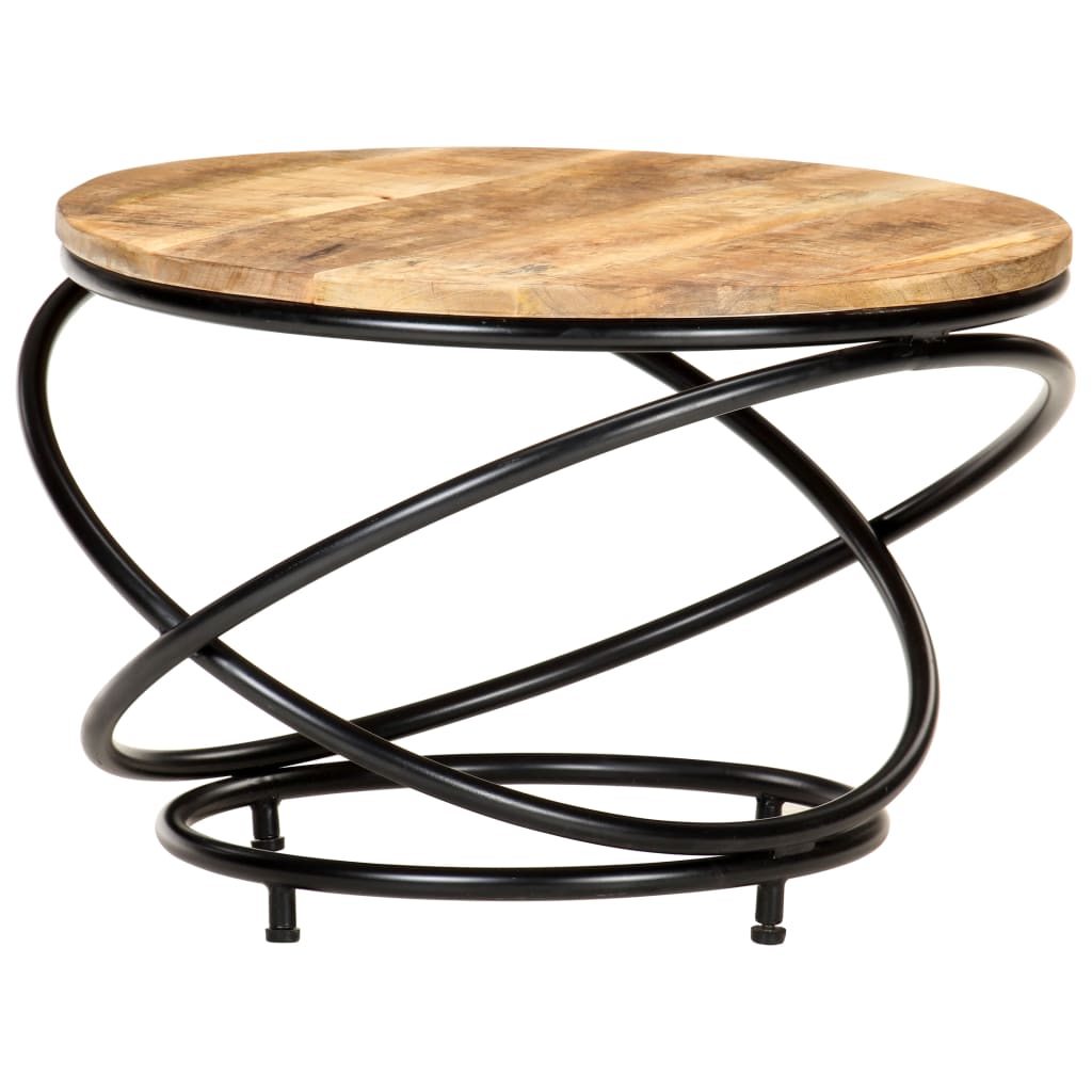 Coffee Table Black 60x60x40 cm Solid Rough Mango Wood