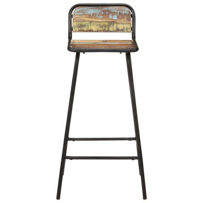 Group of Bar Chairs 4 pcs Solid Reclaimed Wood arranged together, ideal for pub and home bar settings.