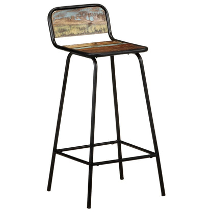 Bar Chairs 4 pcs Solid Reclaimed Wood arranged around a bar area, perfect for enjoying drinks with friends.