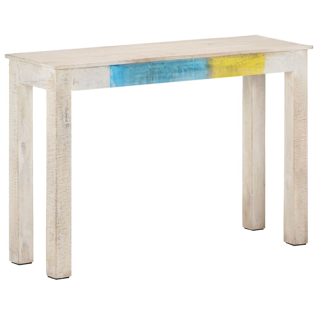 323556 vidaXL Console Table White 115x35x77 cm Rough Mango Wood