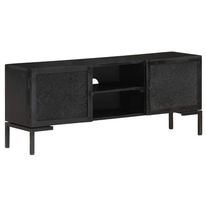 323577 vidaXL TV Cabinet Black 115x30x46 cm Solid Mango Wood