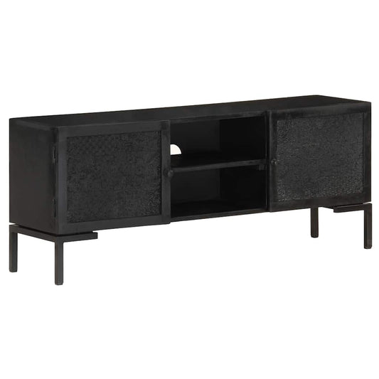 323577 vidaXL TV Cabinet Black 115x30x46 cm Solid Mango Wood