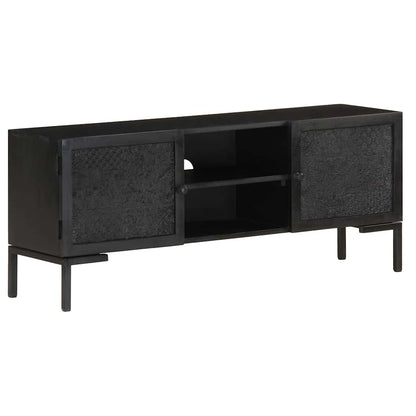 323577 vidaXL TV Cabinet Black 115x30x46 cm Solid Mango Wood
