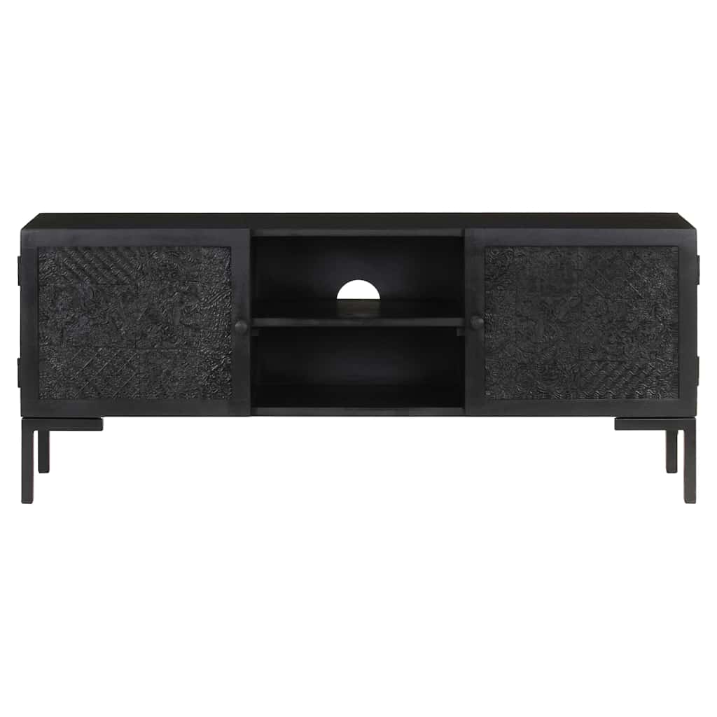 323577 vidaXL TV Cabinet Black 115x30x46 cm Solid Mango Wood