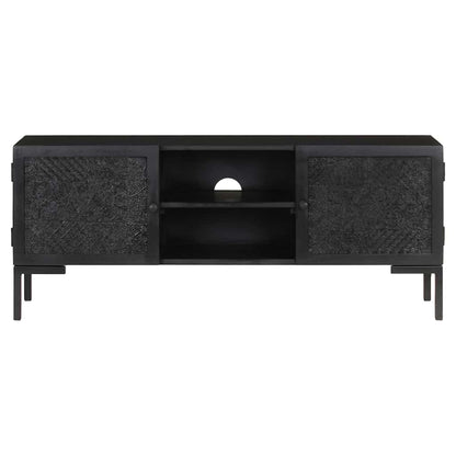 323577 vidaXL TV Cabinet Black 115x30x46 cm Solid Mango Wood