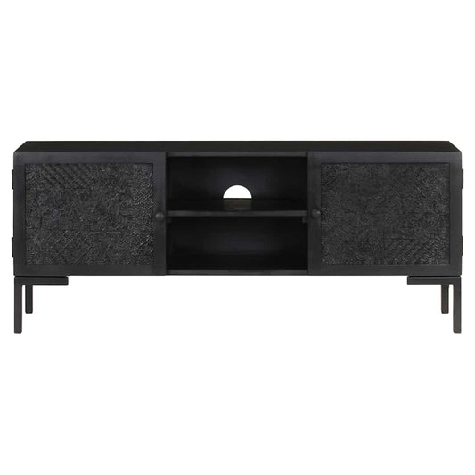 323577 vidaXL TV Cabinet Black 115x30x46 cm Solid Mango Wood