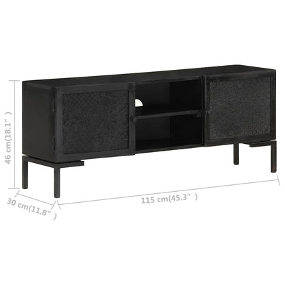 323577 vidaXL TV Cabinet Black 115x30x46 cm Solid Mango Wood