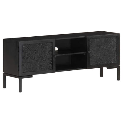 323577 vidaXL TV Cabinet Black 115x30x46 cm Solid Mango Wood