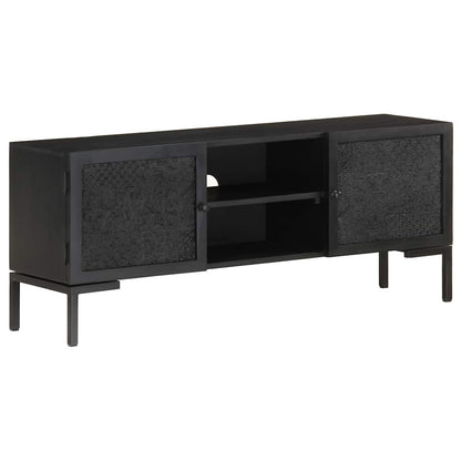 323577 vidaXL TV Cabinet Black 115x30x46 cm Solid Mango Wood