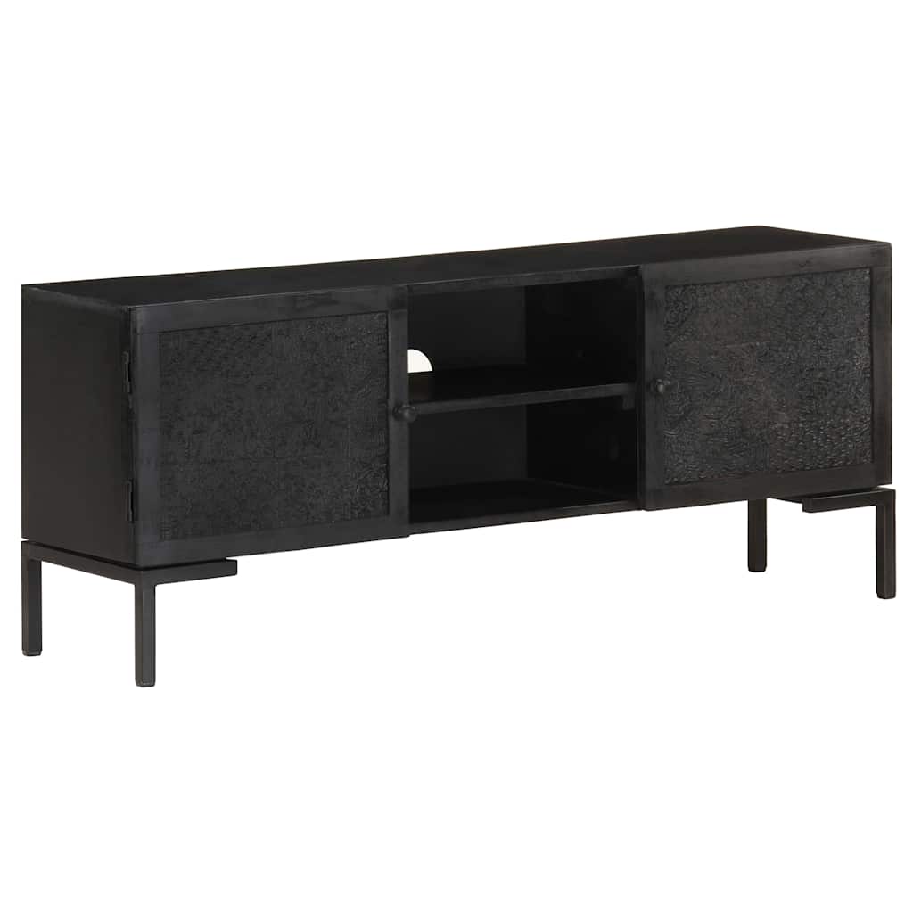 323577 vidaXL TV Cabinet Black 115x30x46 cm Solid Mango Wood