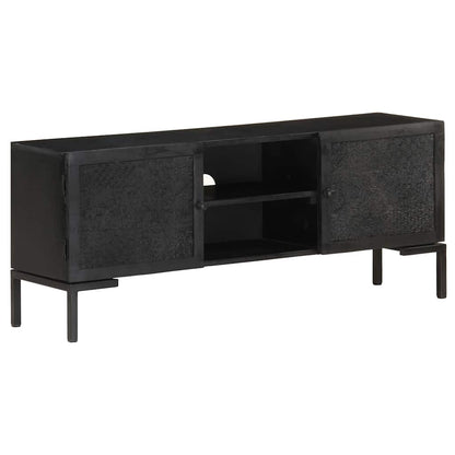 323577 vidaXL TV Cabinet Black 115x30x46 cm Solid Mango Wood